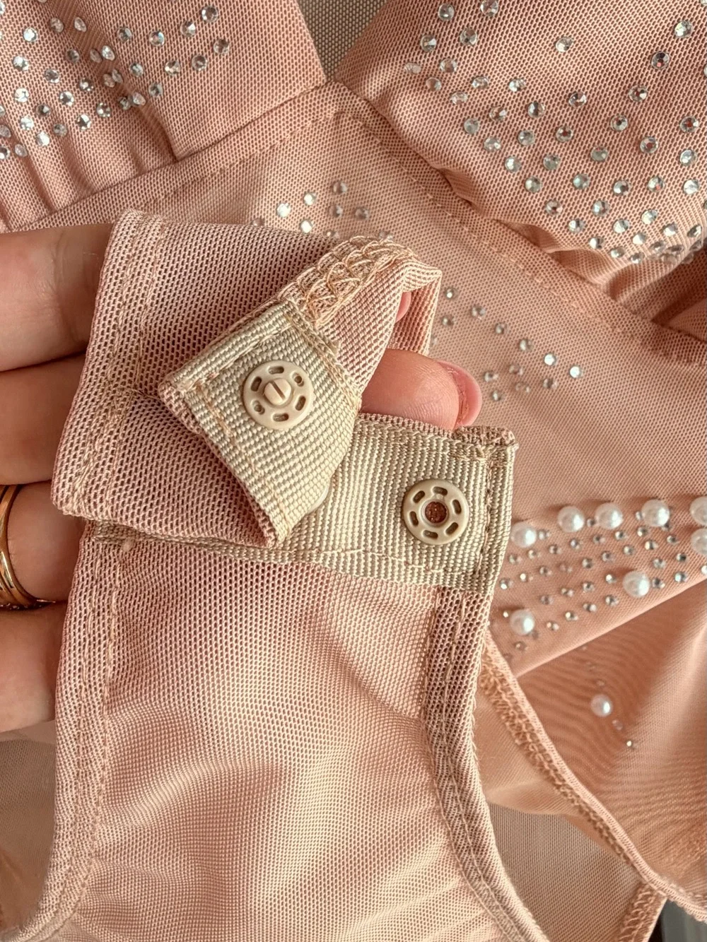 Blush Pink Embellished Girls' One-Piece Swimsuit